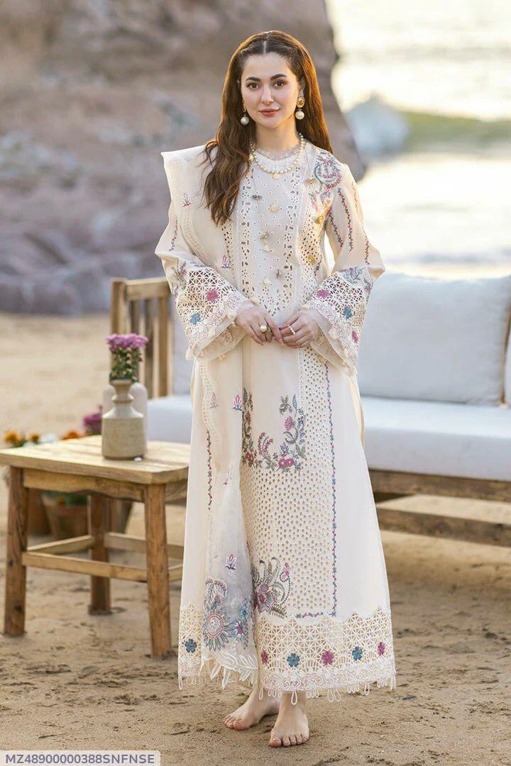 3pec woman's unstitched Embroidered suit