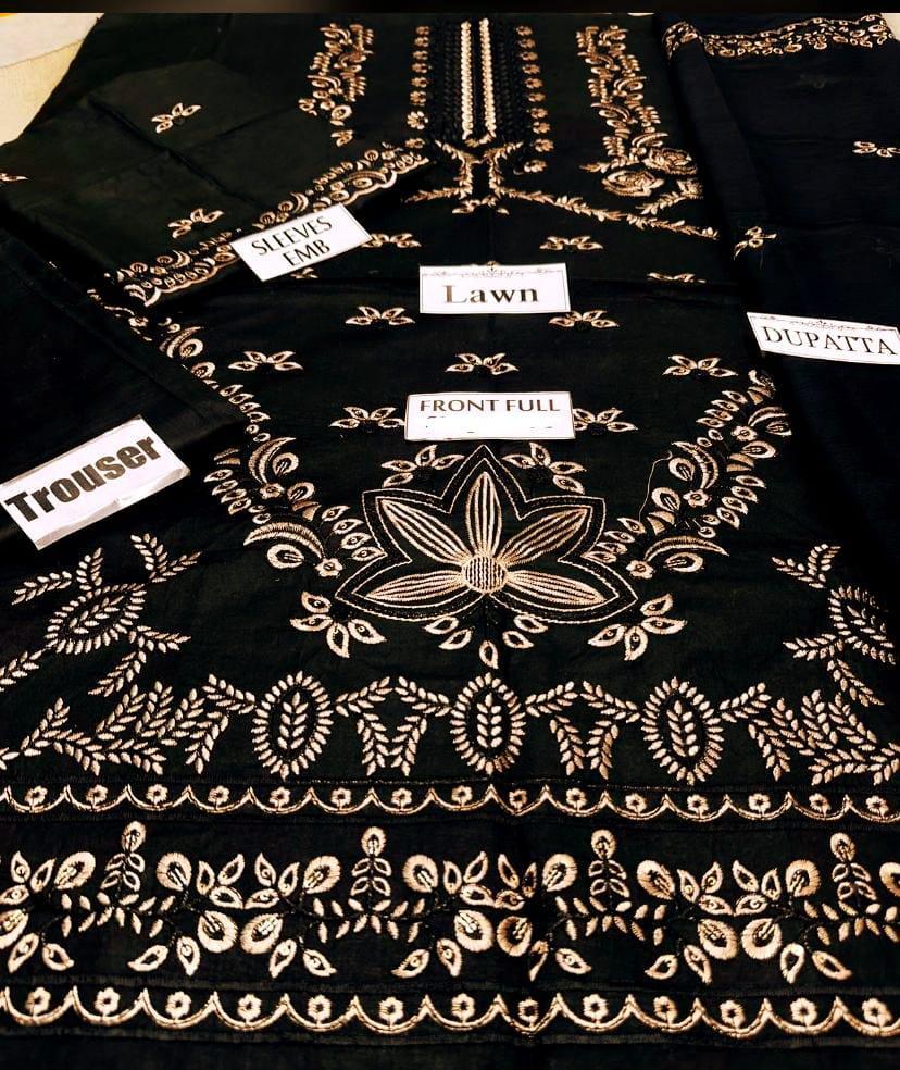 3pec woman's unstitched Embroiderered suit