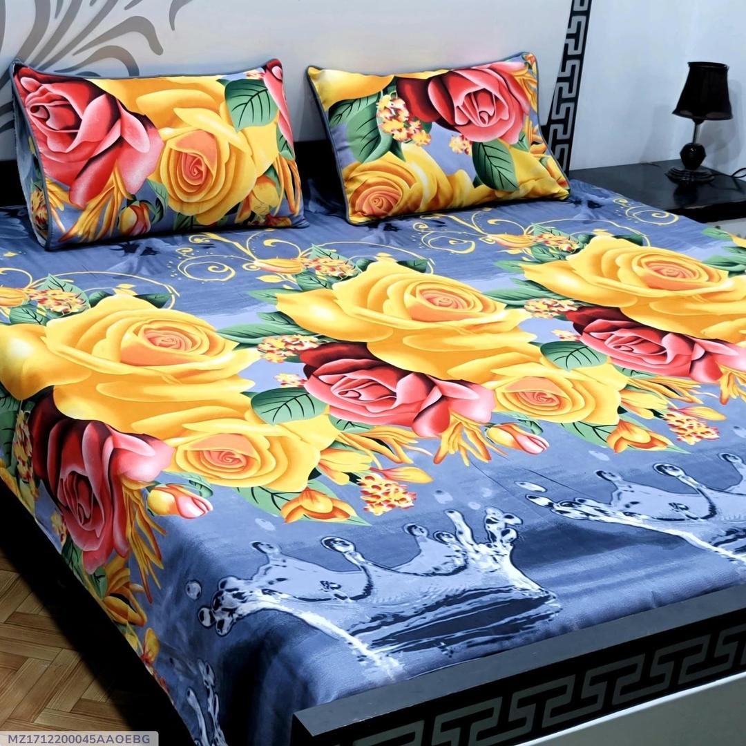 3pec crystal cotton printed double bedseet
