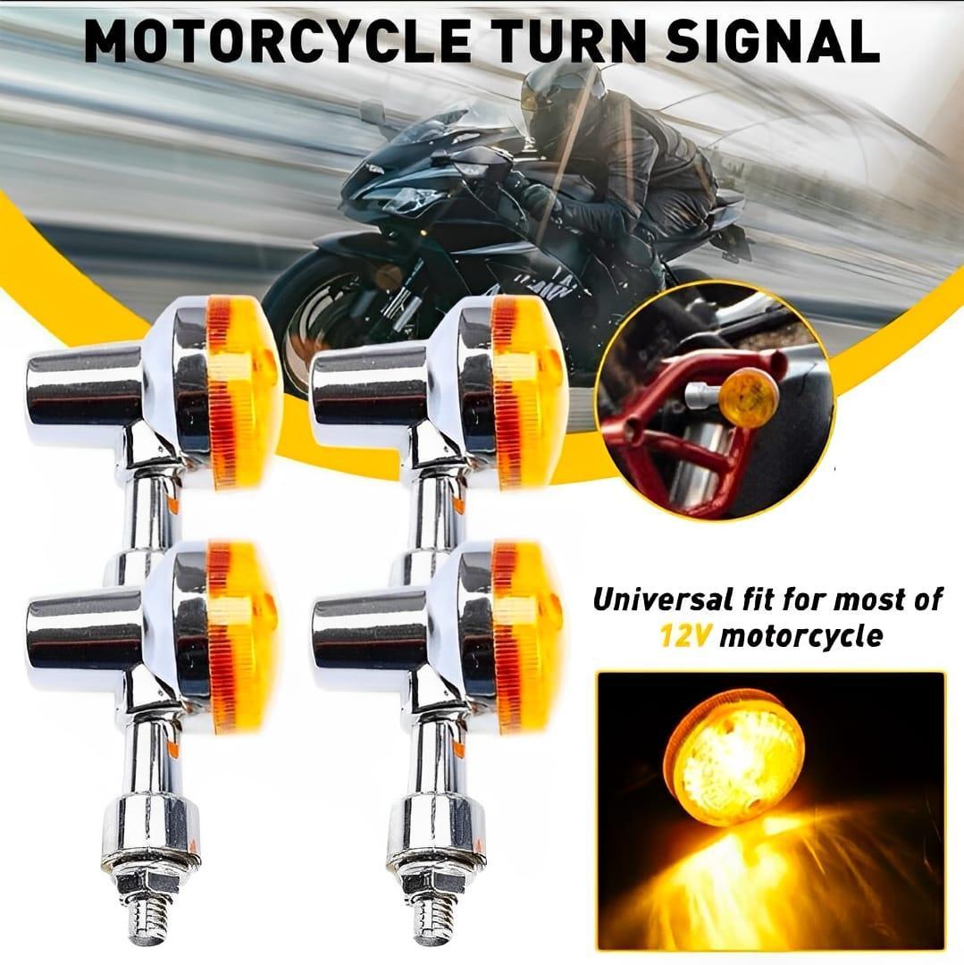 Pack of 4 universal motorcycle turn signal indocter lights round fit for 70cc & 125cc bike