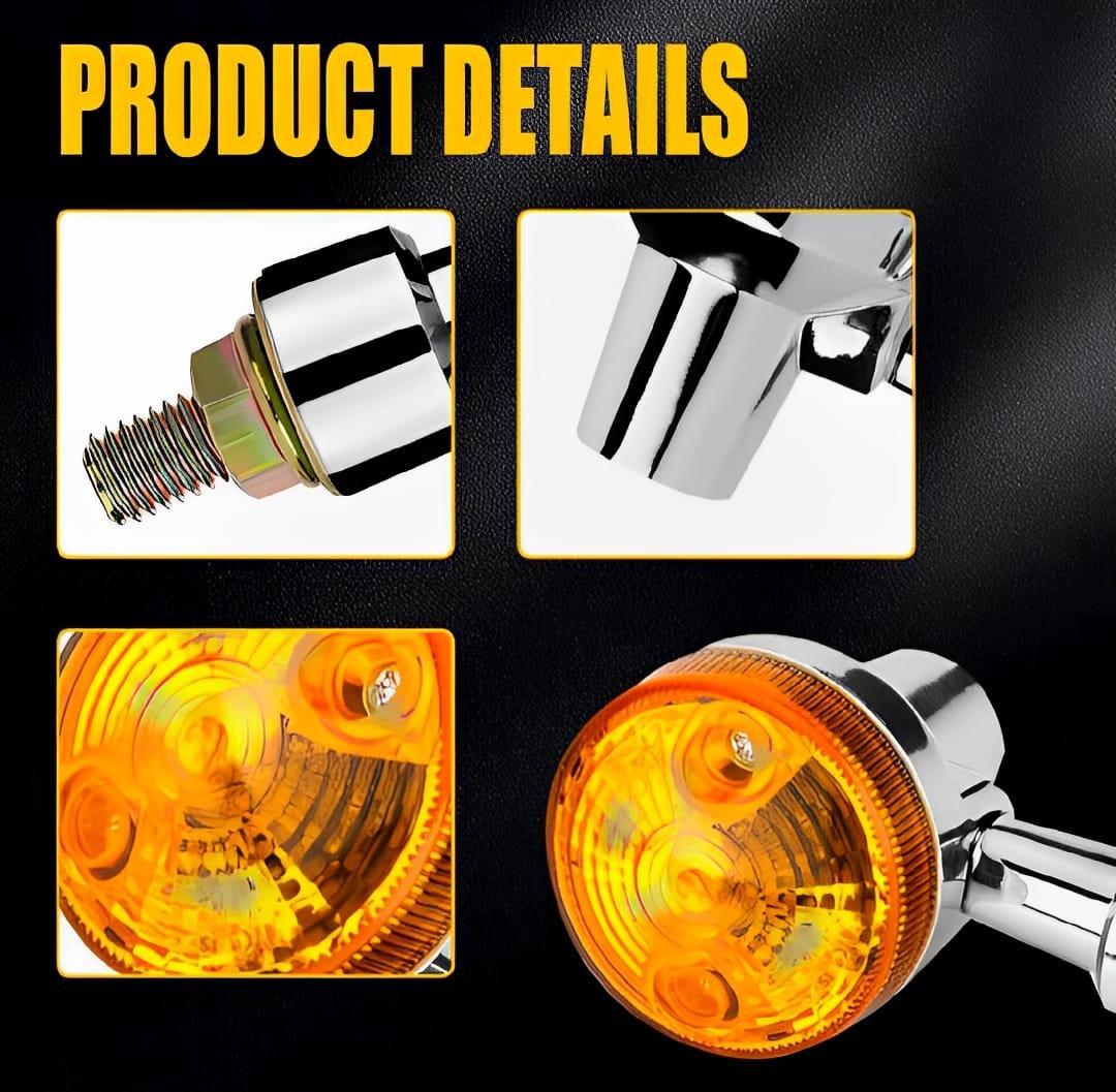 Pack of 4 universal motorcycle turn signal indocter lights round fit for 70cc & 125cc bike