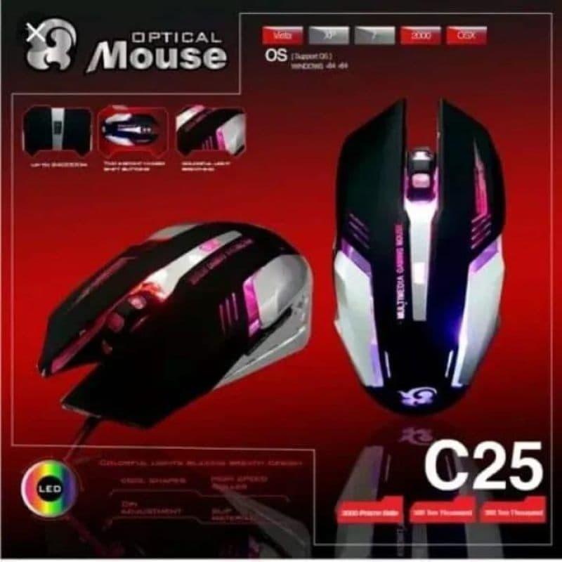 C25 Gaming Aptcal Mouse RGB LED High precision USB wired Ergonomics comfort For PC Game
