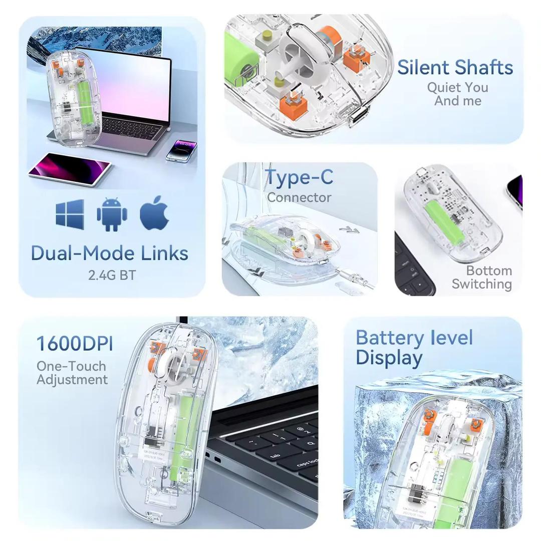 Transparent Duel wireless mood mouse