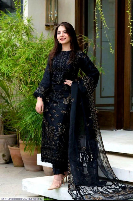 3pec woman's unstitched Embroiderered suit