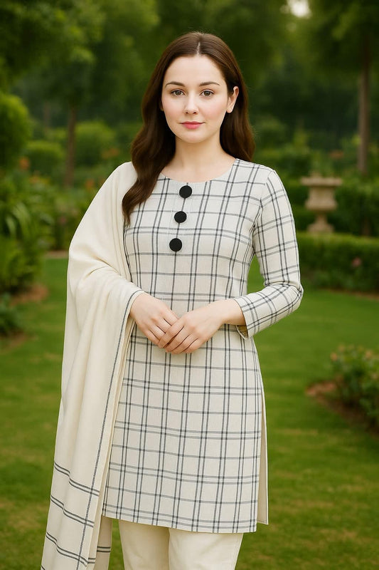 3pec woman's unstitched Embroiderered suit