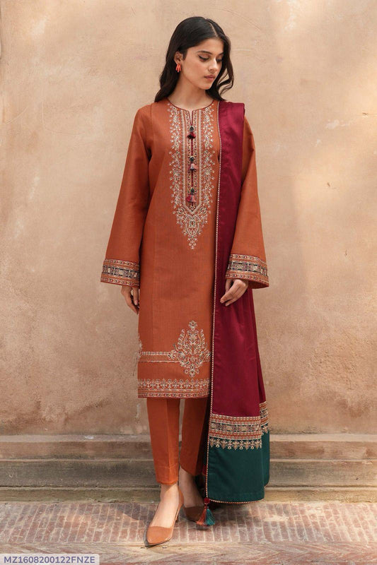 3pec woman's unstitched Embroiderered suit