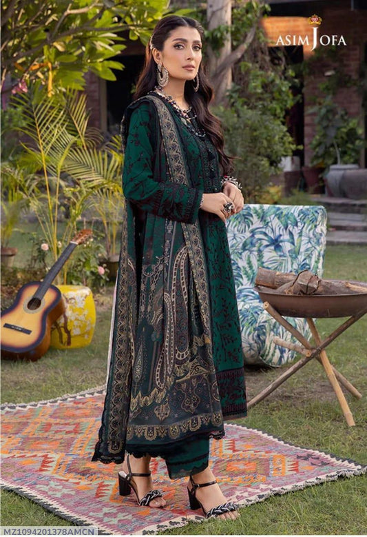 3pec woman's unstitched Embroiderered suit