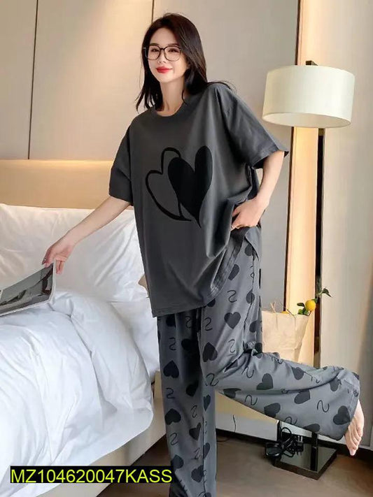 2Pac woman's stitches cotton jersey printed night suit