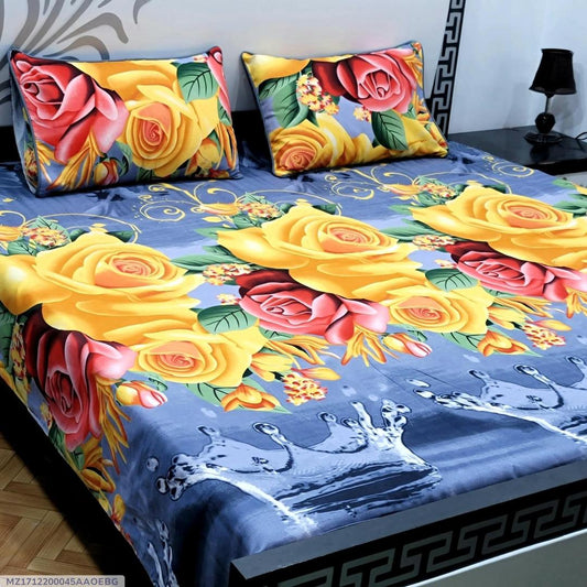 3pec crystal  cotton printed double bedseet