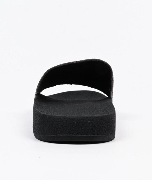 Black camel tessal slides slippers for men