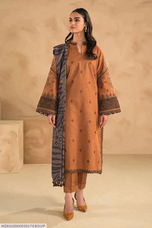 3pec woman's unstitched Embroiderered suit