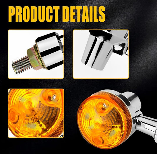 Pack of 4 universal motorcycle turn signal indocter lights round fit for 70cc & 125cc bike