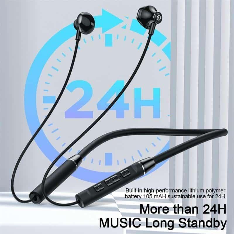 Black and white Long listing battery with fast charging Neckband