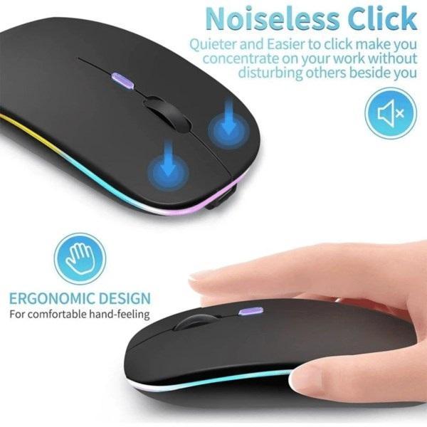 Rechargeable LED Bluetooth 5.1/2.4G Wireless mouse slint 800/1200/1600 USB-C