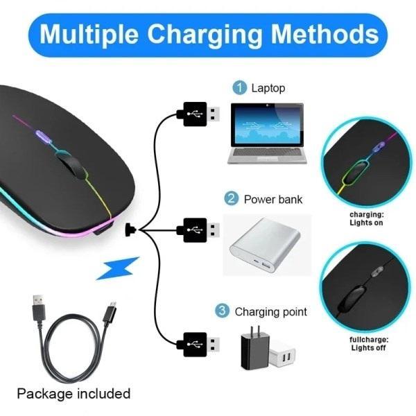 Rechargeable LED Bluetooth 5.1/2.4G Wireless mouse slint 800/1200/1600 USB-C